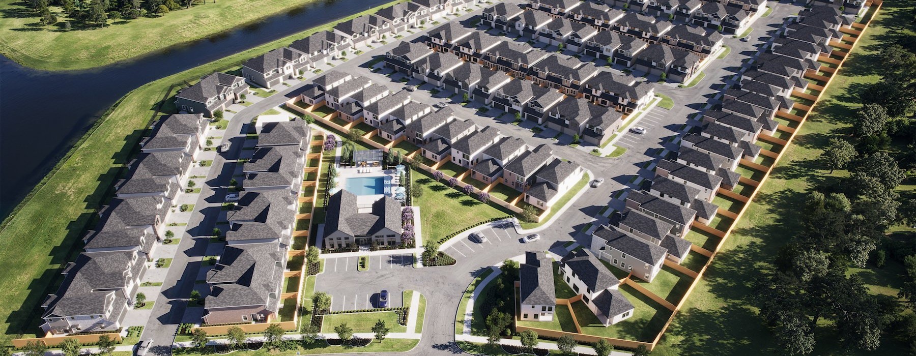 an aerial view of an apartment complex