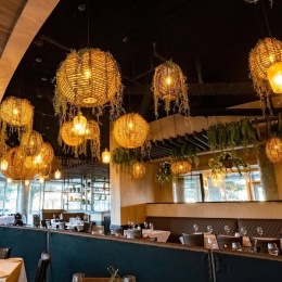 the inside of a restaurant with a bar