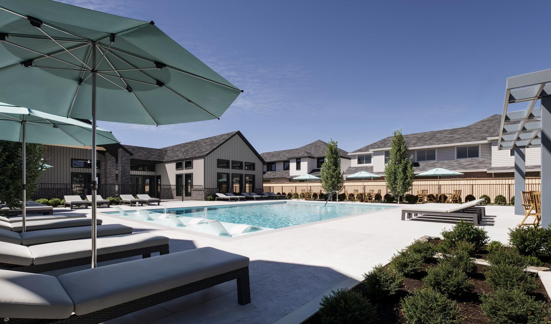 a swimming pool in a backyard