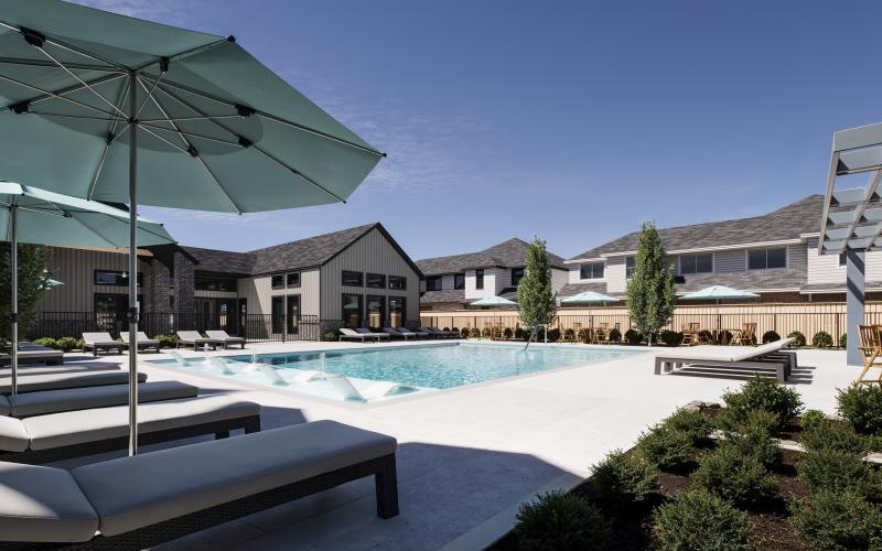 a swimming pool in a backyard