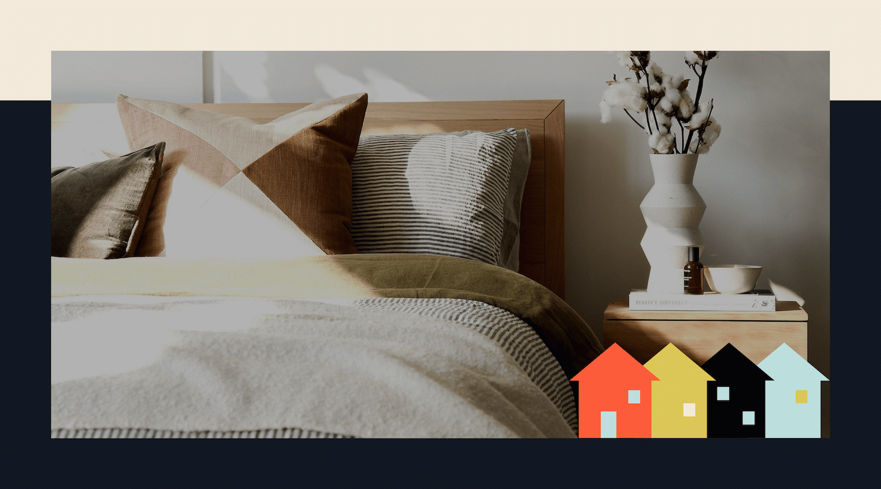 a bedroom with a bed and a nightstand