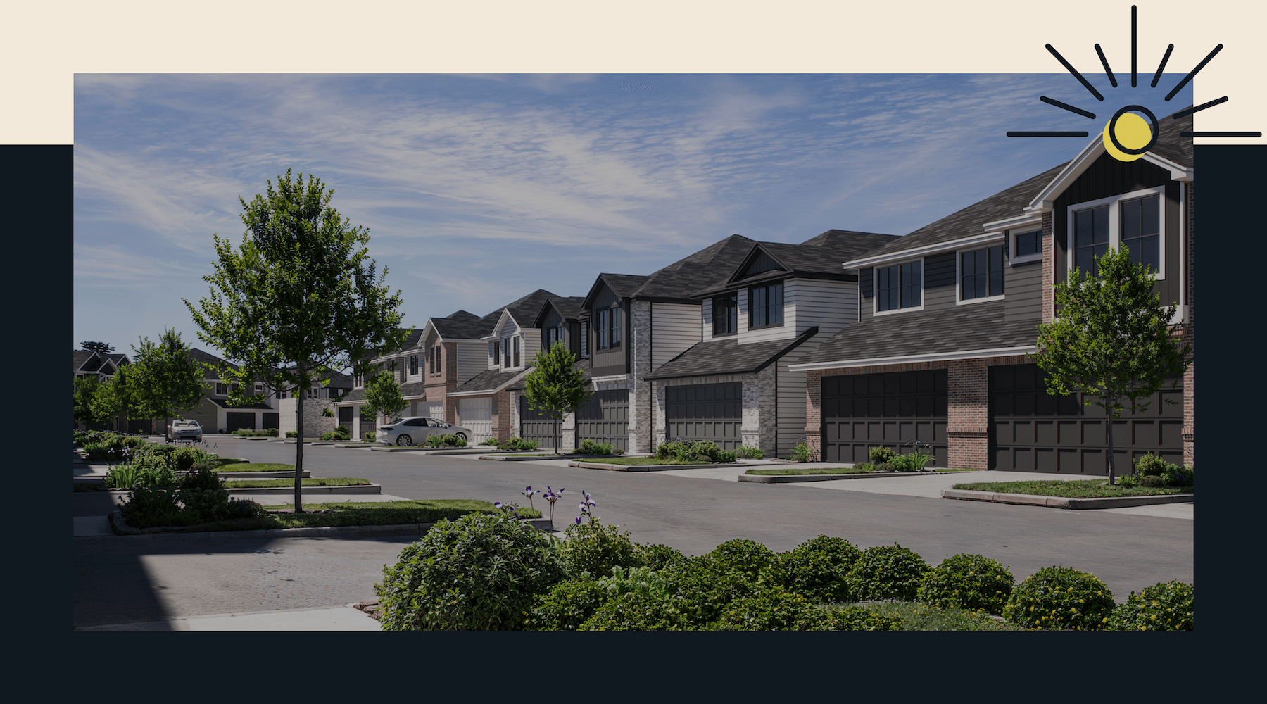 a neighborhood with trees and houses